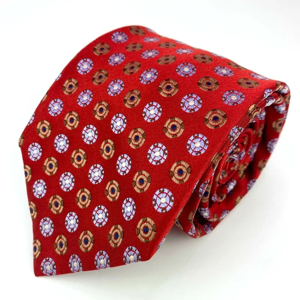 IKE BEHAR New York Red Tie 100% Imported Silk Hand Tailored Woven Mens Necktie
